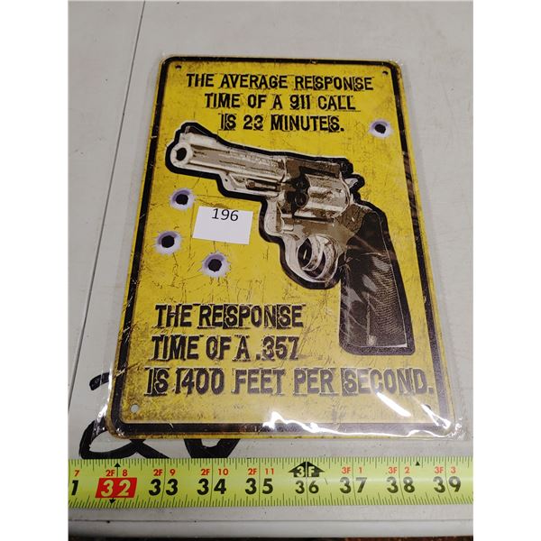 8 x 11 3/4" Tin Sign "357"