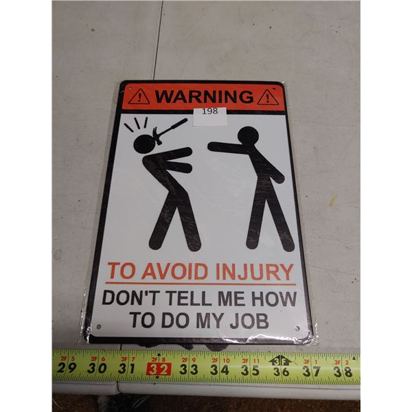 8 x 11 3/4" Tin Sign "Warning"