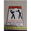 Image 1 : 8 x 11 3/4" Tin Sign "Warning"