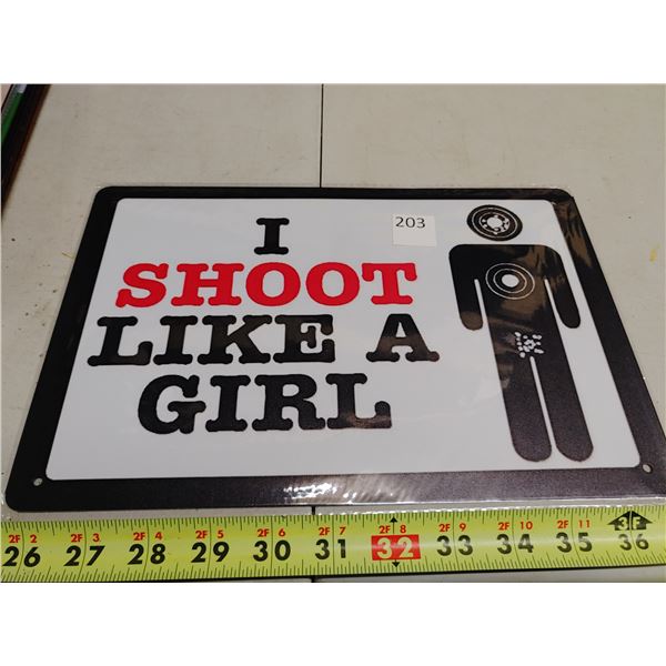 8 x 11 3/4" Tin Sign "Shoot Like A Girl"