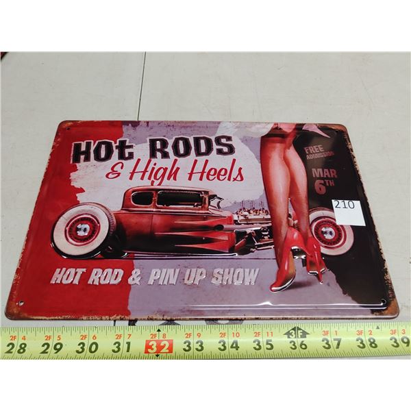 8 x 11 3/4" Tin Sign "Hot Rods + High Heels"