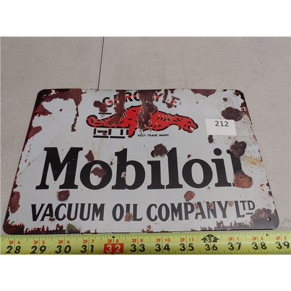 8 x 11 3/4" Tin Sign Mobil Oil