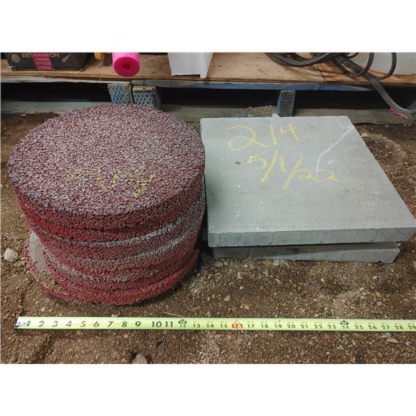 3 Cement Paver Blocks + 8 Rubber Garden Stepping Stones