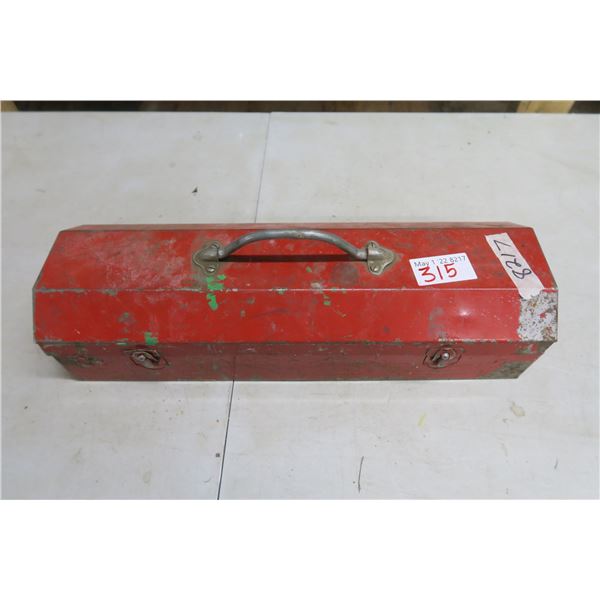 Red Metal Toolbox (19x7x5in.) full of Combination Wrenches