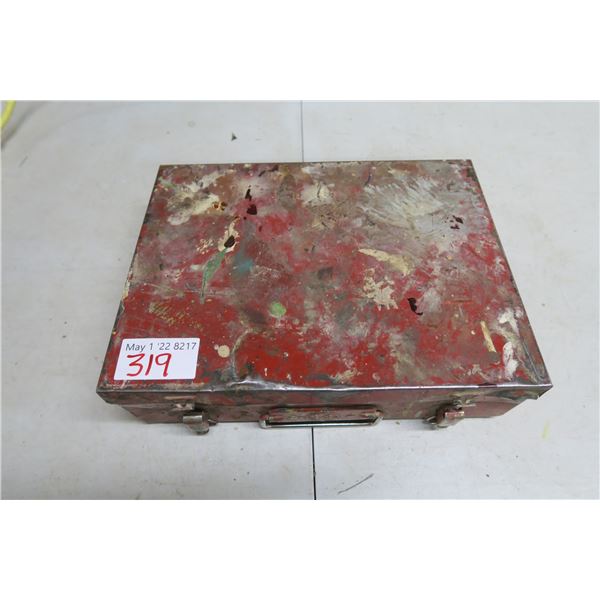 Metal Toolbox (10x13x3in.) full of Hand Tools