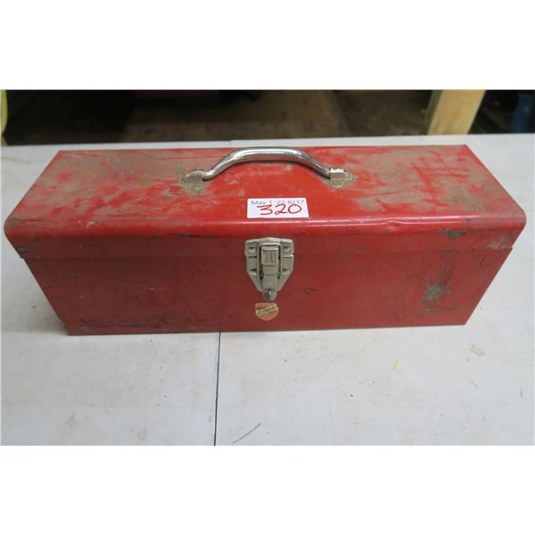 Metal Toolbox (6x19x7in.) with Hand Tools & Hardware