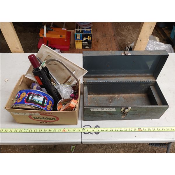 Tool Box and Box of Misc. Items