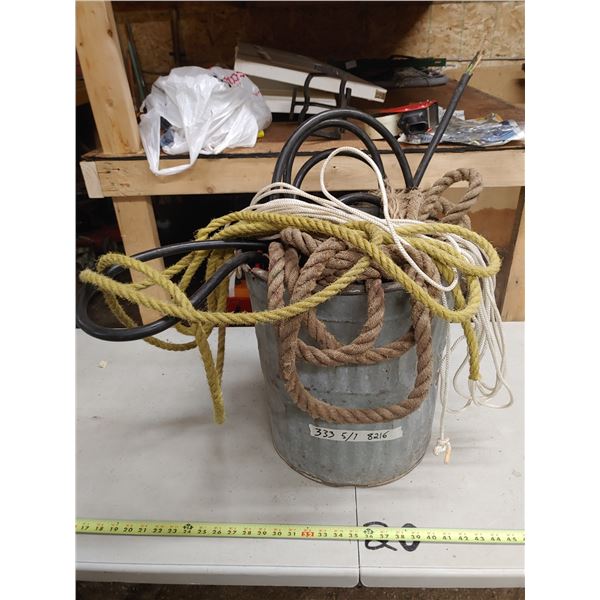 Garbage Can of Misc. Rope and Wire