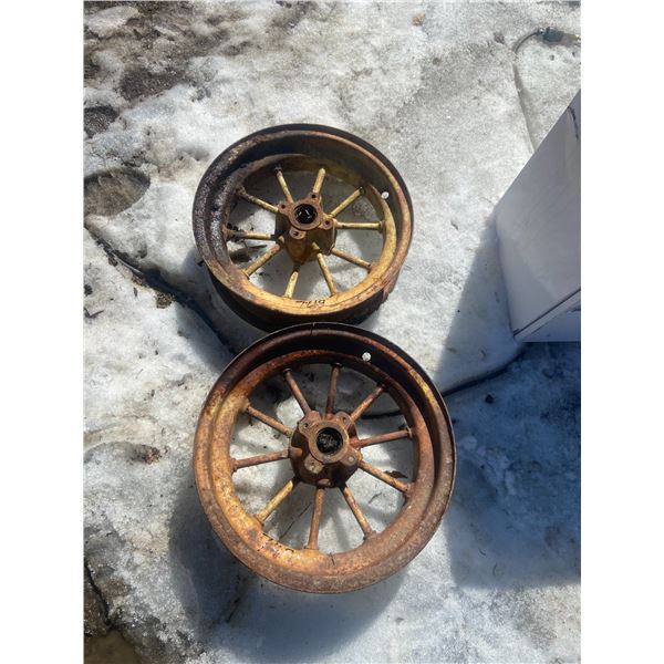 2 Steel Spoked Wheels