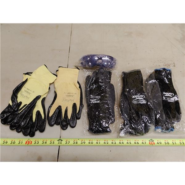 6 Pairs of Gloves and 1 Safety glasses