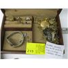 Image 2 : SMALL JEWELLERY BOX WITH ASST. VINTAGE JEWELLERY, WATCHES, ETC.