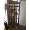 Image 2 : LIGHTED OAK GLASS DOORED DISPLAY CABINET - 39" (W) x 13" (D) x 73.5" (H)