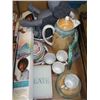 Image 2 : BOX OF MISC. TEA SET, BOB ROSS DIAMOND PAINTINGS, STUFFED ANIMAL, BOWLS, ETC.