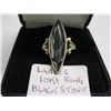 Image 2 : LADIES 10KT RING WITH BLACK STONE, 3.5G, SZ 6.25