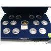 Image 2 : 1992 SET, 12X.25 CENTS STERLING SILVER COINS & 1 DOLLAR COIN IN CASE