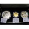 Image 2 : WW2 50TH ANNIVERSARY COINS, 90% SILVER ON LIBERTY DOLLAR COIN, 90% GOLD ON $5 WW2 COIN & 92% COPPER 