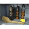 Image 2 : WOODEN SPOON & 3 CARVED HEADS