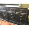 Image 2 : LG. 12 DRAWER DRESSER WITH WOOD FRAMED BEVELLED EDGE MIRROR