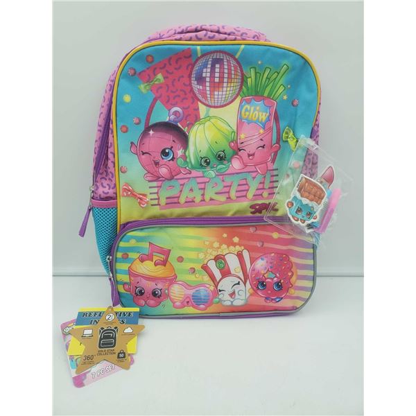Shopkins 7 pc Backpack Set with Reflective Inserts for Visibility
