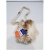 Image 1 : NEW-VINTAGE CANADIAN - Lusterized Sheep Skin & Fur Handbag with Bone Shaped Button Closure & Macrame