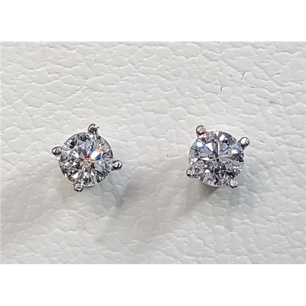 14K White Gold Diamonds(0.3Ct,I1-I3,F-G) Unisex Cast Stud Earrings (~weight 0.51g), Made in Canada, 