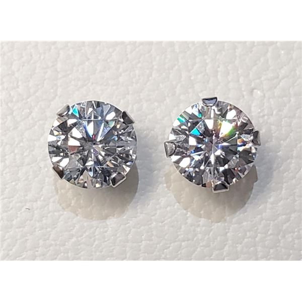 10K White Gold Moissanites(1.52ct) Lady'S Cast Stud Earrings (~weight 0.72g), Made in Canada, Apprai