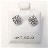 Image 2 : 14K White Gold Moissanites(1.5ct) Stud Earrings (~weight 1.02g), Made in Canada, Appraised Retail $1