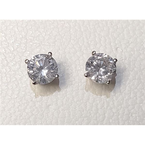 14K White Gold Diamonds(0.8Ct,Si1-Si2,H-I) Stud Earrings (~weight 0.82g), Made in Canada, Appraised 