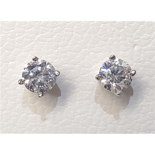 14K White Gold Diamonds(0.5Ct,Si1-Si2,G-H) Unisex Cast Stud Earrings (~weight 0.5g), Made in Canada,