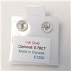 Image 5 : 14K White Gold Diamonds(0.78Ct,I1-I3,G-H) Unisex Cast Stud Earrings (~weight 0.67g), Made in Canada,