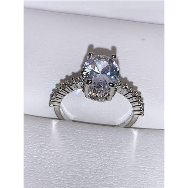 Ladies .925 Silver 1.0 carat Rounf Cut Solitaire Emgagement ring sie 7