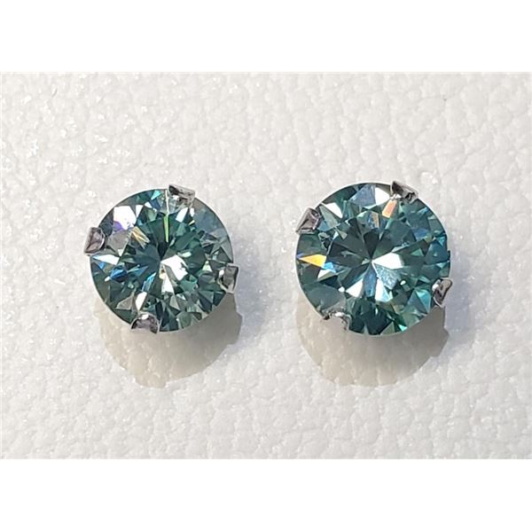 10K White Gold Moissanites(1.5ct) Lady'S Hand Assembled Stud Earrings (~weight 0.68g), Made in Canad