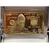 Image 1 : Federal Reserve Note commemorative $50.00 USA Wafer Bar gold clad