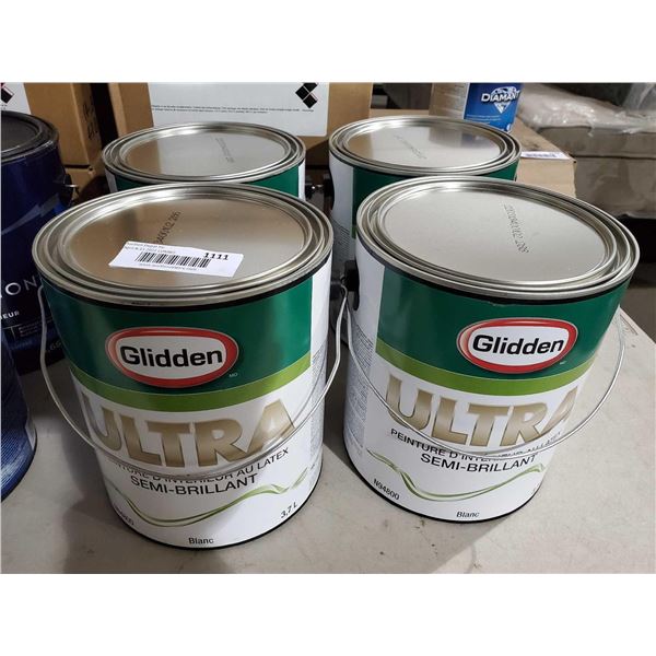 Glidden Ultra Semi-Brilliant Interior Latex Paint Semi-Gloss, White (4 x 3.7L)