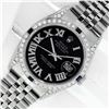 Image 2 : Rolex Men's Stainless Steel Black Roman Diamond & Sapphire Datejust Wristwatch