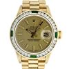 Image 1 : Rolex Ladies 18K Yellow Gold Emerald And Champagne Index President Wristwatch