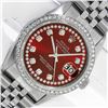 Image 1 : Rolex Men's Stainless Steel Red Diamond Datejust Wristwatch