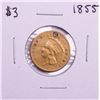 Image 1 : 1855 $3 Indian Princess Head Gold Coin Holed