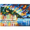 Image 1 : Afremov (1955-2019) "Portofino Harbor, Italy" Limited Edition Giclee On Canvas