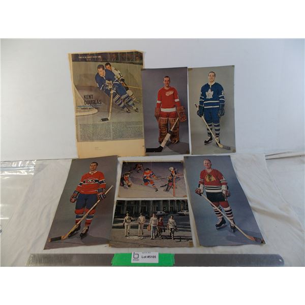 Newspaper clippings of Kent Douglas, Roger Crozier, Frank Mahovlich, Pat Stapleton, Bobby rousseau, 