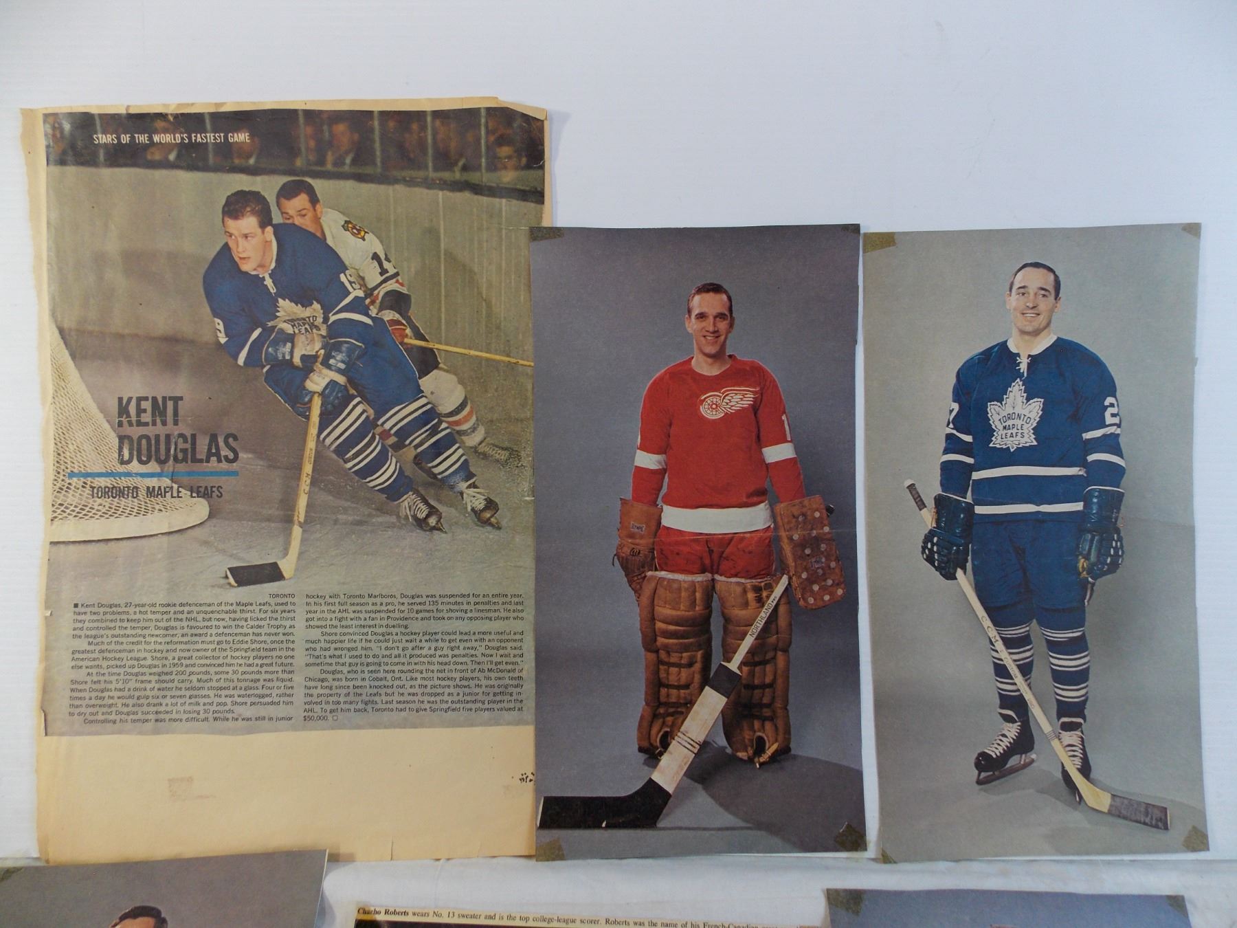Newspaper clippings of Kent Douglas, Roger Crozier, Frank Mahovlich ...