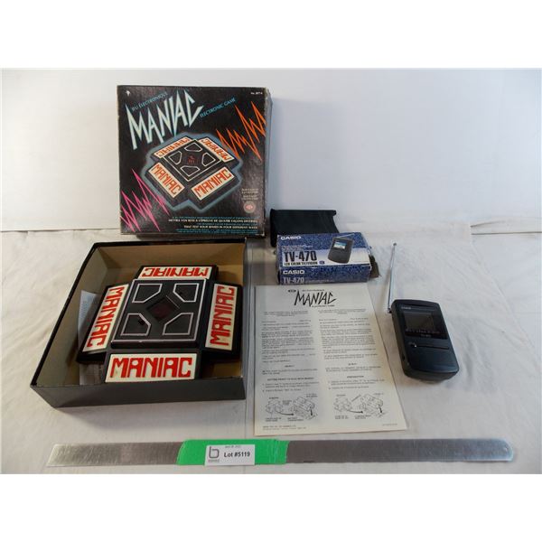 Maniac Electronic Game 1979 (doesn't turn on) + Casio TV-470 (2.2" LCD TV) - works but no channels t