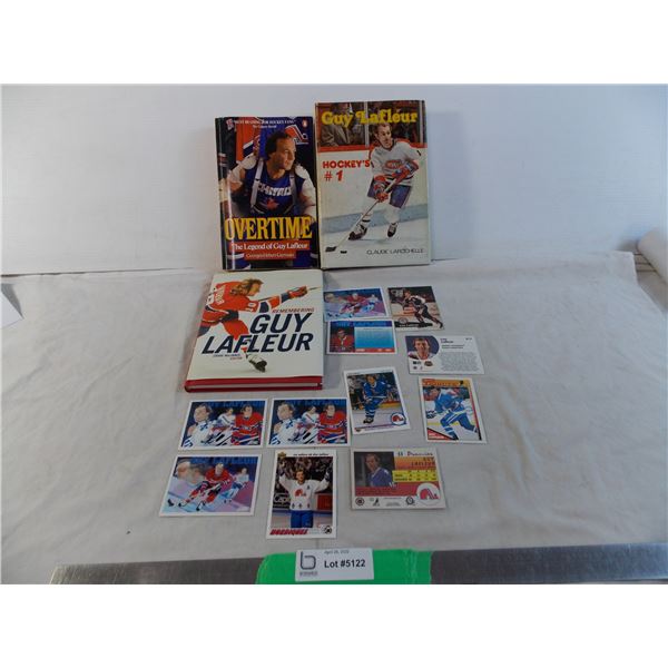 (3) Guy Lafleur Books + (11) Lafleur hockey cards
