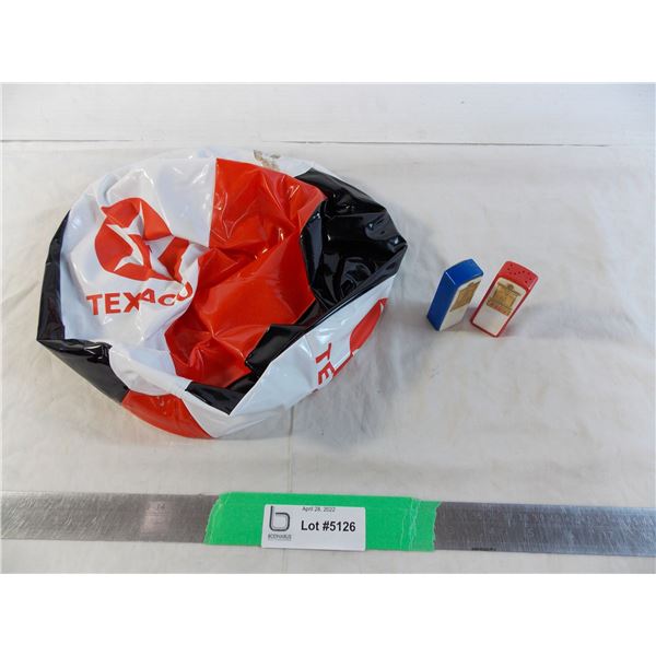 Texaco beach ball with Esso Salt & Pepper shakers