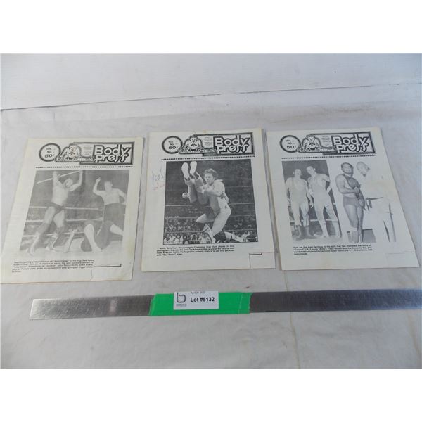(3) Stampede Wrestling Programs "Body Press" - 1982 Saskatoon Arena - Bret Hart autographs