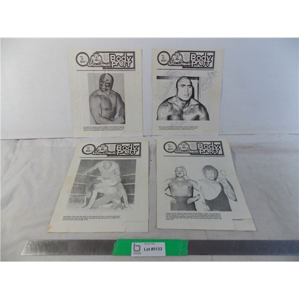 (4) Stampede Wrestling Programs "Body Press" - 1983 Saskatoon Arena - multiple autographs