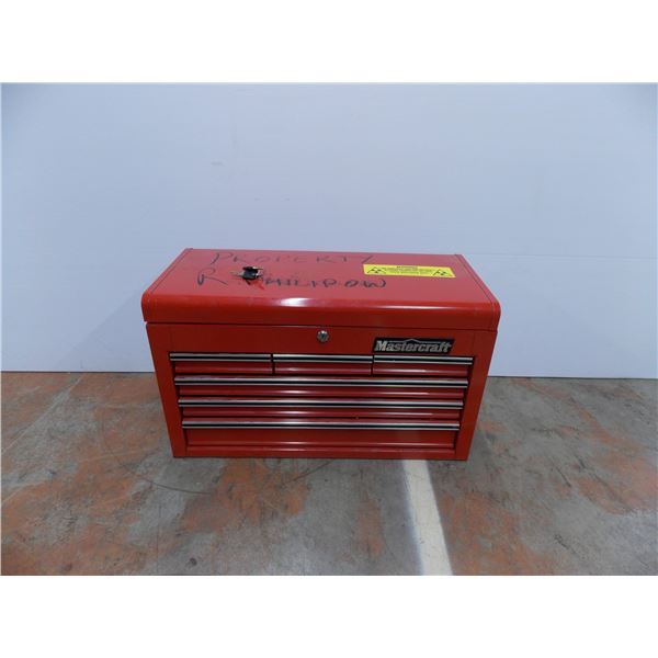 *Mastercraft Toolbox with tools -dremel bits, full socket set, etc (with keys) - 26W 12D 16T