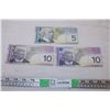 Image 1 : (1) 5 (2) 10 Canadian Dollar Bills