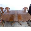 Image 8 : *Vintage dining table (drop leaf) with 5 chairs (one head chair, 4 normal) - 42" round with (3) 7.5"
