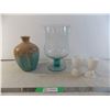 Image 1 : Vases, milk glass, large blue glass bowl